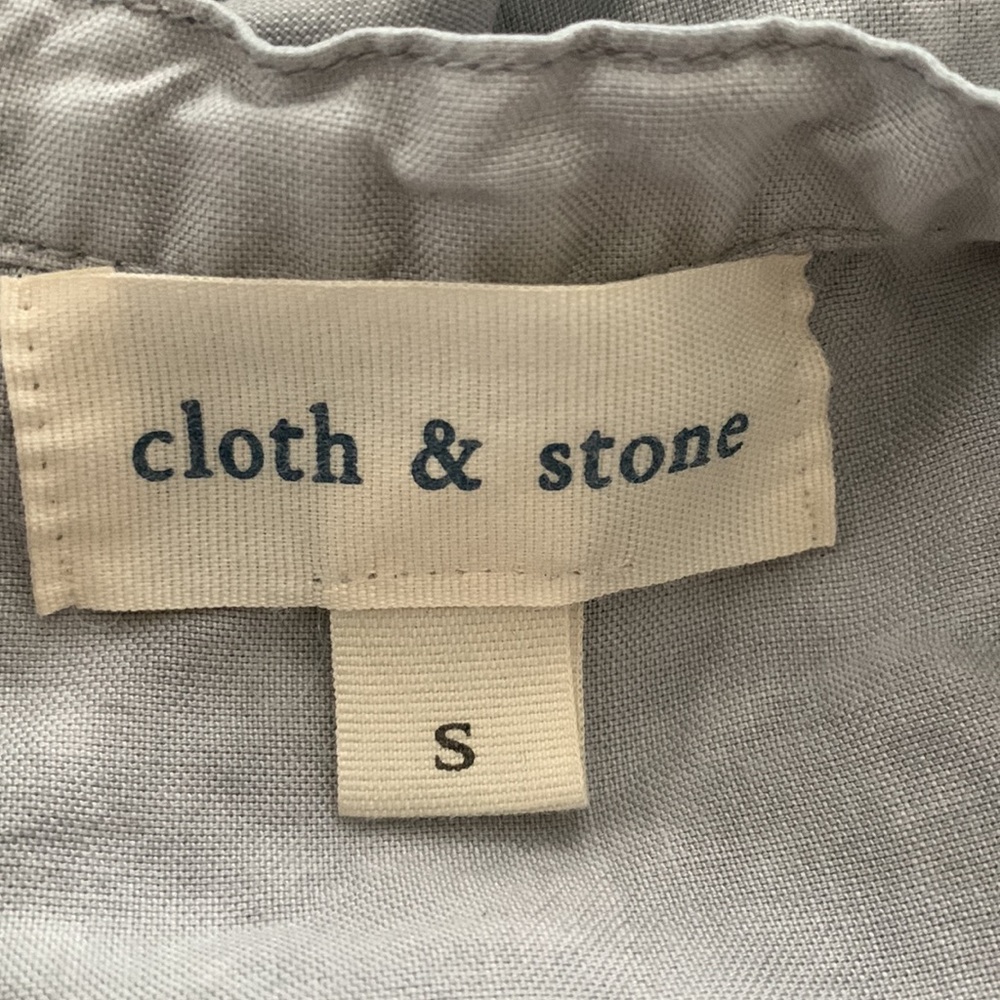 Cloth and Stone Gray Long Sleeve Tie Neck Shift Mini Dress - Picture 8 of 8